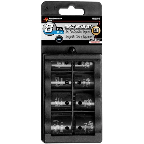 Performance Tool M589DB  8 Piece 3/8" Drive Metric Impact Socket Set - 8 to 19mm Image 1