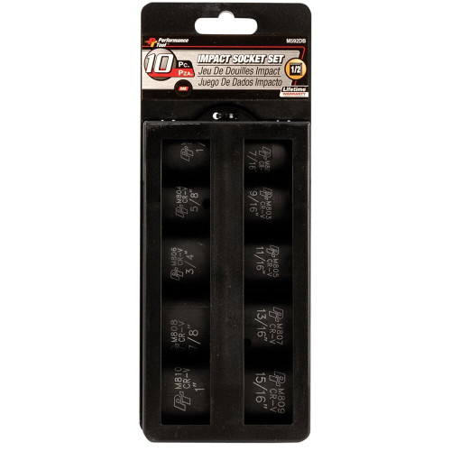 Performance Tool M592DB  10 Piece 1/2" Drive SAE Impact Socket Set - 7/16 to 1 inch Image 1