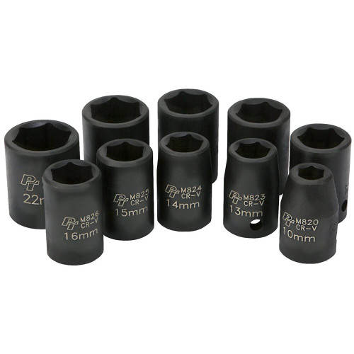 Performance Tool M593DB  10 Piece 1/2" Drive Metric Impact Socket Set - 10 to 22mm Image 0