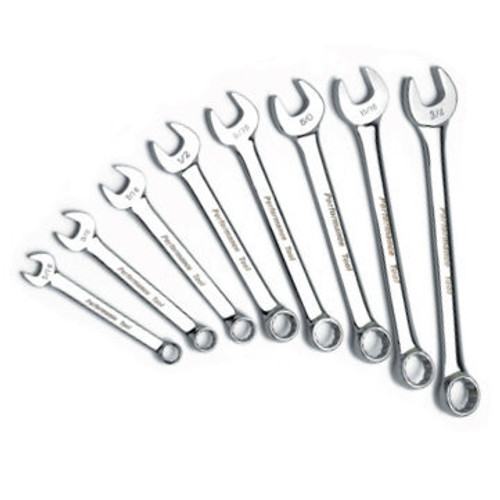 Performance Tool W1161  9 Piece SAE Combination Wrench Set (1/4" to 3/4") Image 0
