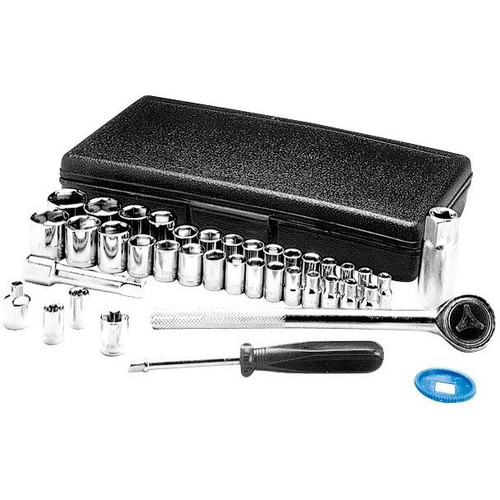 Performance Tool W1173  40 Piece SAE and Metric Socket and Ratchet Set (5/32" to 3/4" and 4mm to 17mm) Image 0