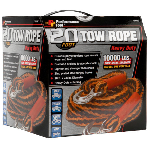 Performance Tool W1437  7/8" x 20 Foot Tow Rope -10000 lbs Image 1