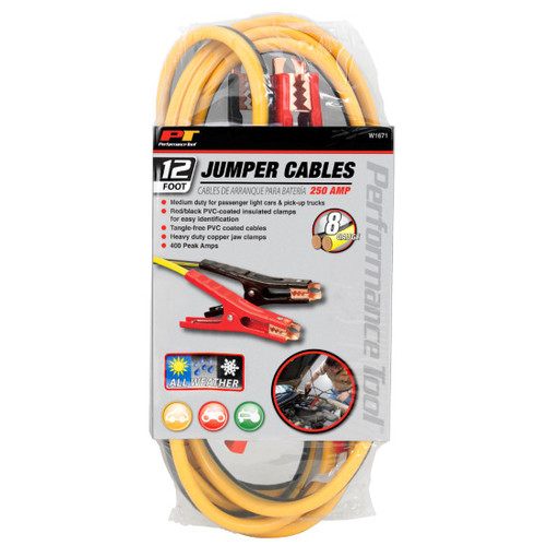 Performance Tool W1671  8 Gauge 12 Foot Jumper Cables Image 3