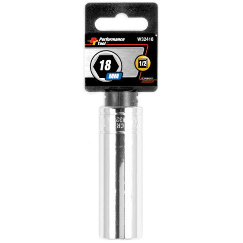 Performance Tool W32418  1/2" Drive 18mm 6 Point Deep Well Socket Image 1