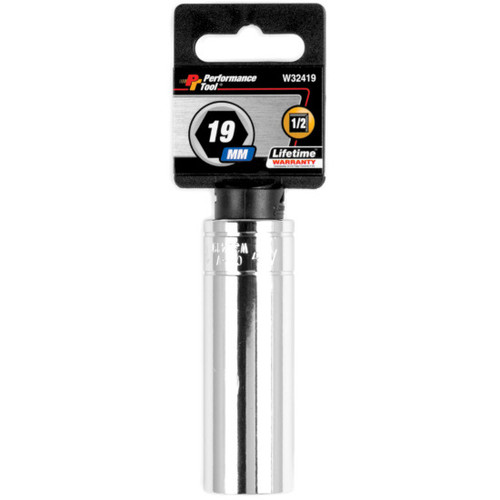 Performance Tool W32419  1/2" Drive 19mm 6 Point Deep Well Socket Image 1