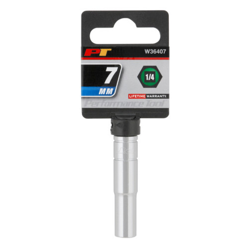Performance Tool W36407  1/4" Drive 7mm 6 Point Deep Well Socket Image 1