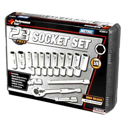 Performance Tool W38914  23 Piece 3/8" Drive METRIC Socket Set Image 2
