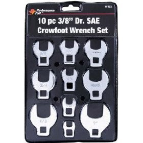 Performance Tool W453  10 Piece 3/8" Drive SAE Crow Foot Wrench Set (3/8" to 1") Image 1
