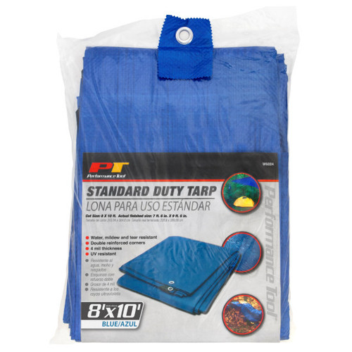 Performance Tool W6004  Heavy Duty Blue Tarp - 8' X 10' Image 1