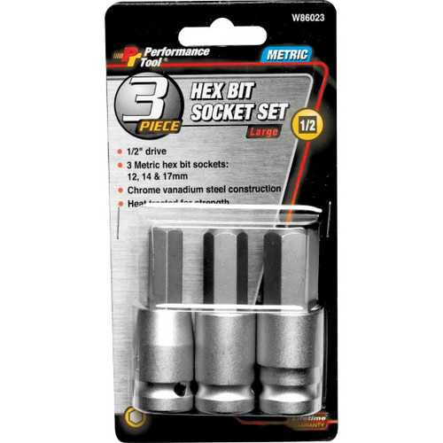 Performance Tool W86023  3 Piece Large Hex Bit Socket Set Image 1