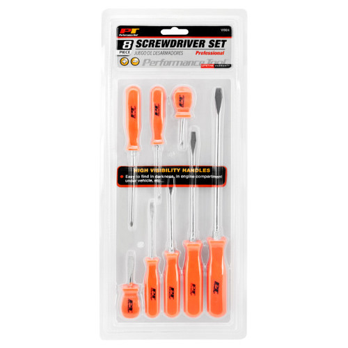 Performance Tool W904  8 Piece High Visible Screwdriver Set - Orange Image 1