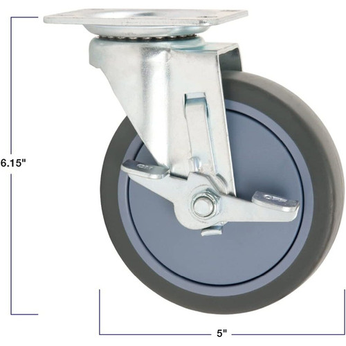 Titan Casters 4031555T  TPR Swivel Caster 5" Rubber with Brake Image 2
