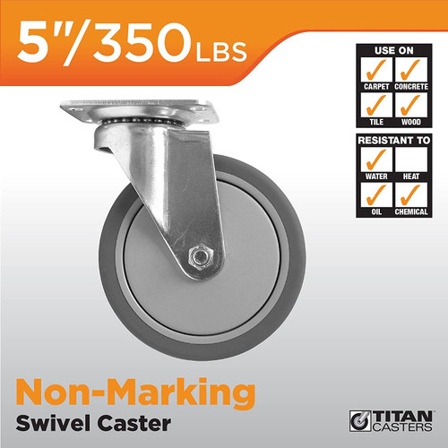 Titan Casters 4032555T  Swivel Caster 5" Dyna Tread Wheel Image 1