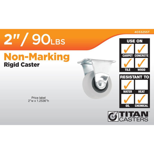 Titan Casters 4033255T  Rigid Caster 2" Dyna Tread Wheel Image 1