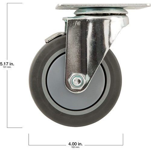 Titan Casters 4034455T  Swivel Caster 4" Grey Wheel with Brake Image 2