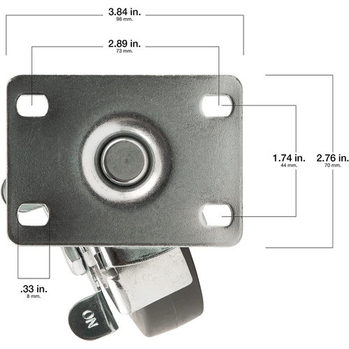 Titan Casters 4034455T  Swivel Caster 4" Grey Wheel with Brake Image 3
