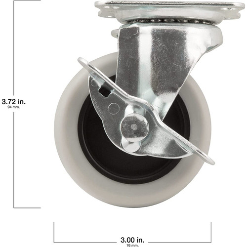 Titan Casters 4036355T  Swivel Caster 3" Grey Wheel with Brake Image 2