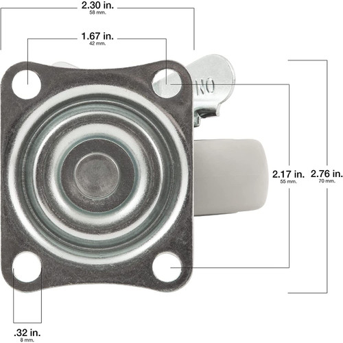 Titan Casters 4036355T  Swivel Caster 3" Grey Wheel with Brake Image 3