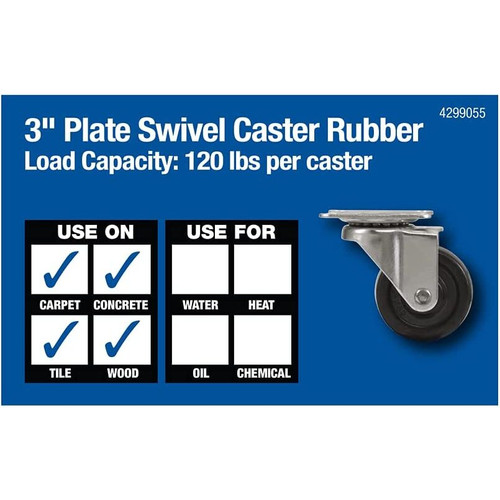 Titan Casters 4299055  Swivel Plate Rubber Caster 3"  Image 0