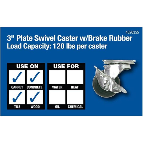 Titan Casters 4326355  Swivel Caster with Brake 3" Image 0