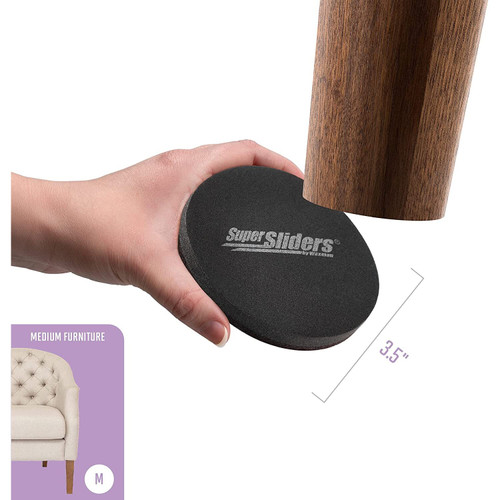Super Sliders 4713495K  Reusable Furniture Sliders for Hard Surfaces Beige 3-1/2" - 4 Pack Image 2