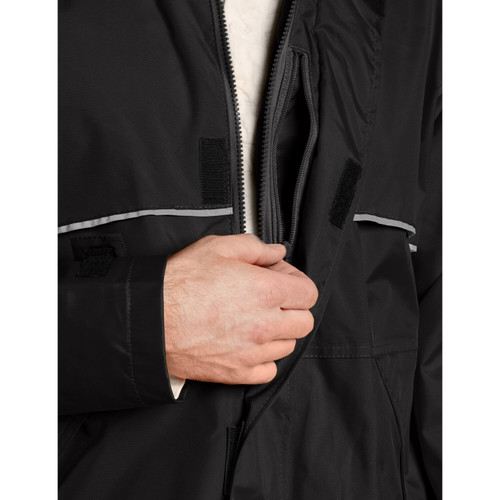 Viking Wear 3307J  Men's Black Journeyman 420D Nylon Rain Jacket with Hood - Large Image 4