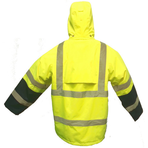 Viking Wear D6335JG  Professional Journeyman Hi-Vis 300D Trilobal Safety Rain Jacket with Hood - X-Large Image 1