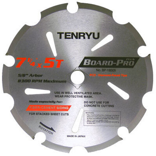 Tenryu BP-18505  7-1/4" x 5-Tooth Board-Pro Plus Circular Saw Blade for Fiber Cement Image 0