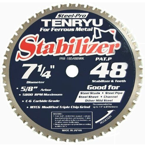 Tenryu PRF-18548BWK  7-1/4" x 48-Tooth Steel-Pro Stabilizer Series Circular Saw Blade for Mild Steel Image 0