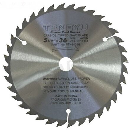 Tenryu PT-14036  5-1/2" x 36-Tooth Power Tool Series Circular Saw Blade for Cordless Saws Image 0