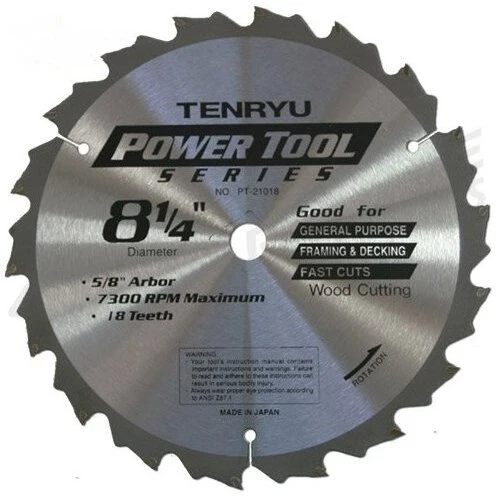 Tenryu PT-21018  8-1/4" x 18-Tooth Power Tool Series Circular Saw Blade for Wood Image 0