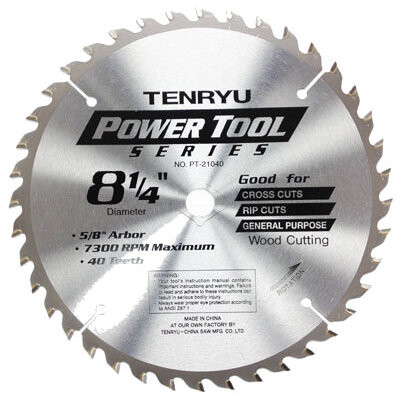 Tenryu PT-21040  8-1/4" x 40-Tooth Power Tool Series Circular Saw Blade for Wood Image 0