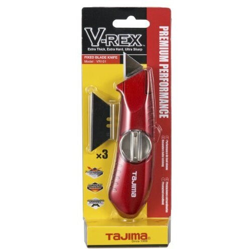 Tajima VR-101R  VR-Series Fixed-blade Utility Knife with 3 V-REX Blades - Red Image 1
