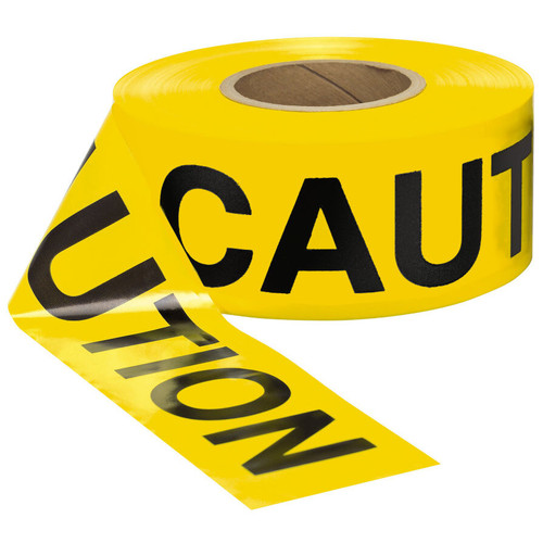Swanson BT100CAU2  3" x 1000' CAUTION 2 mil Yellow/Black Barricade Tape Image 0
