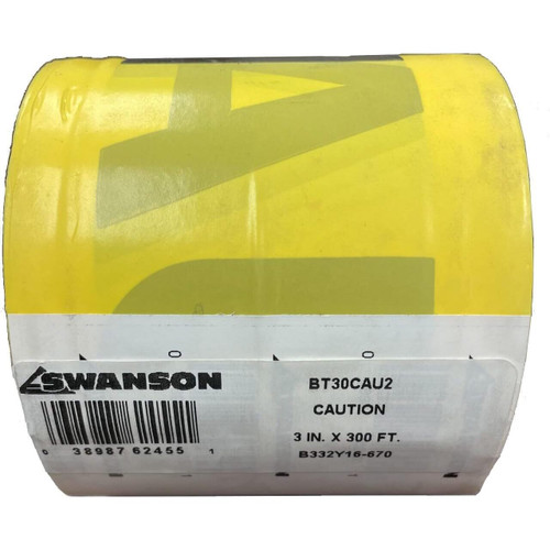 Swanson BT30CAU2  3" x 300' CAUTION 2 mil Yellow/Black Barricade Tape Image 1