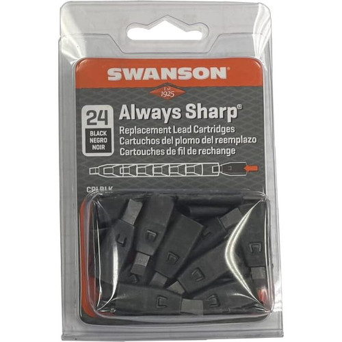 Swanson CPLBLK  Black Replacement Lead Cartridges for AlwaysSharp Carpenter Pencil - 24 per package Image 1