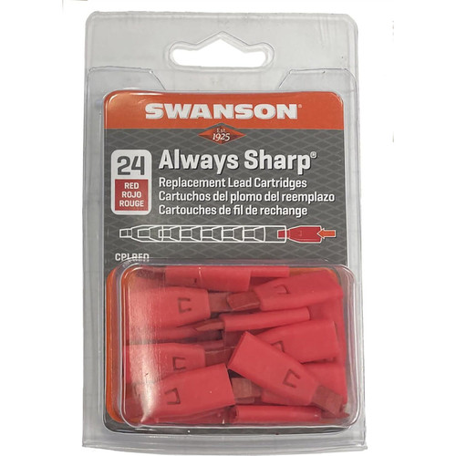 Swanson CPLRED  Red Replacement Lead Cartridges for AlwaysSharp Carpenter Pencil - 24 per package Image 1