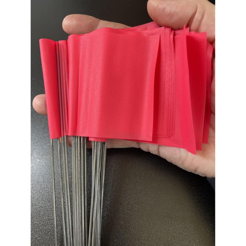 Swanson FPK21100  2" x 3" Pink Marking Flags on 21" Steel Wire Staffs - 100 per Bundle Image 2