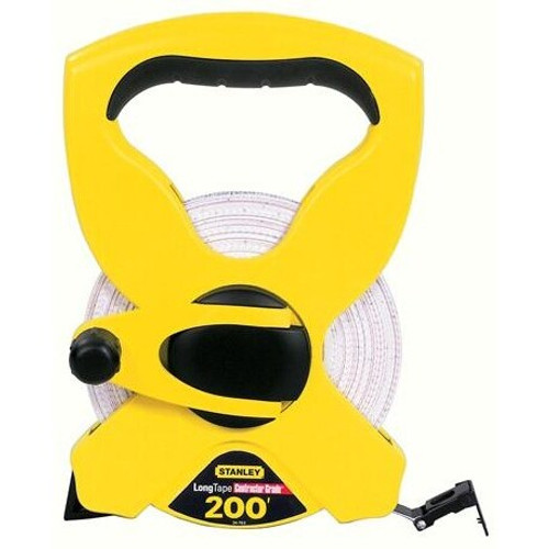 Stanley 34-793  200' x 1/2" Open Reel Fiberglass Long Tape Measure - Fraction / Decimal Graduations Image 0