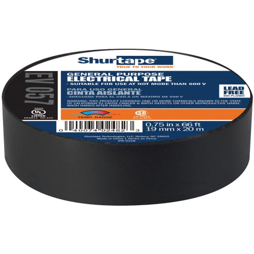 Shurtape EV57-B  Black Electrical Tape General Purp 3/4" x 66'  Image 0