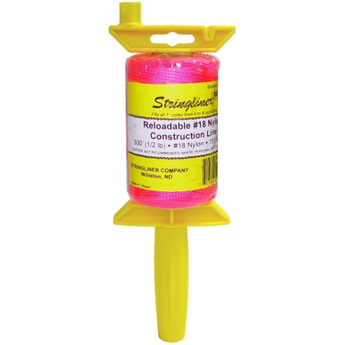 Stringliner II 25462  Stringliner Pro Reel with 500' Braided Fluorescent Pink #18 Construction Line, Reloadable Image 0