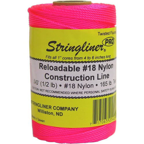 Stringliner 35409  540' Twisted Nylon Construction Line Fluorescent Pink 1/2-lb. Replacement Roll Image 0