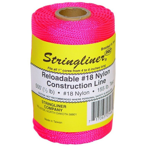 Stringliner 35462  500' Braided Nylon Construction Line Fluorescent Pink 1/2-lb. Replacement Roll Image 0