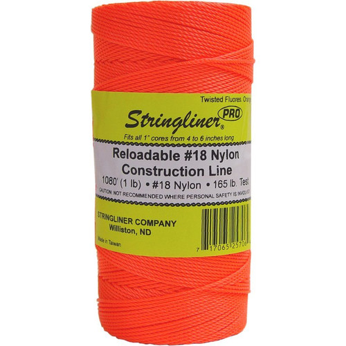Stringliner 35706  1080' Twisted Nylon Construction Line Fluorescent Orange 1-lb. Replacement Roll Image 0