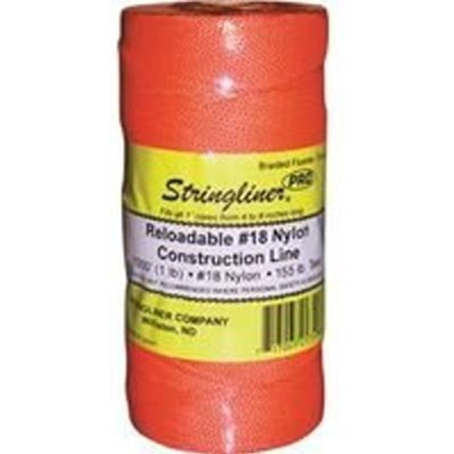 Stringliner  35759  1000' Braided Nylon Construction Line Fluorescent Orange 1-lb. Replacement Roll Image 0