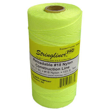 Stringliner 35765  1000' Braided Nylon Construction Line Fluorescent Yellow 1-lb. Replacement Roll Image 0