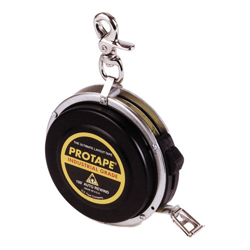 ProTape 47322  3/8" x 100' Auto-Rewind Tape Measure With Nylon Coated Blade (900B) Image 0