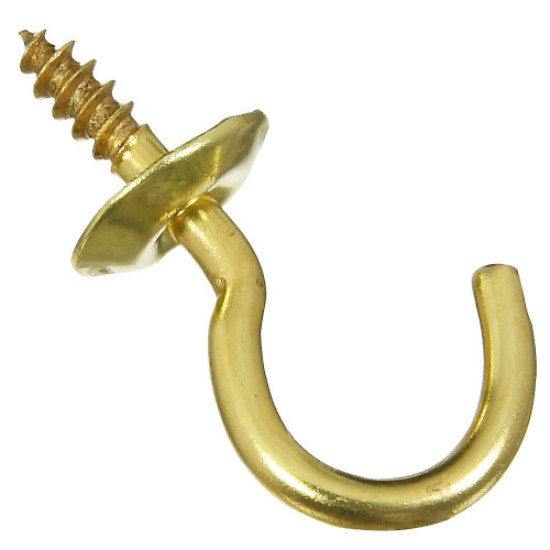 National N119-628  Cup Hooks 5/8" - Solid Brass - 5 per Package (V2021) Image 0