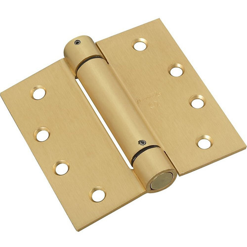 National N184-572  Square Corner 4" Spring Hinge - Brass (V520) Image 0