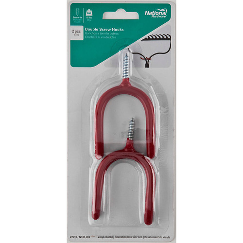 National N188-004  Double Screw Hooks - Vinyl Coated - 2 per Package (V2210) Image 1